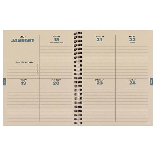 July 2026 - June 2027 Blue Flannel Medium Weekly Monthly Planner